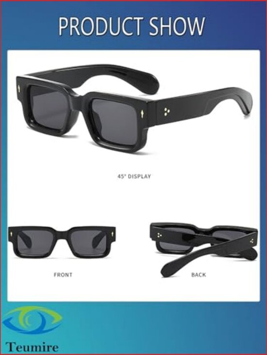 Thick Square Frame Chunky Rectangle Sunglasses UV400 Protection main image 6